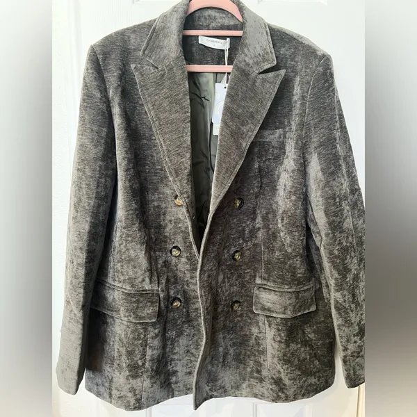COMMENSE Retro Velvet Blazer COLOR - Green, Size Medium Double breasted NWT - Image 6