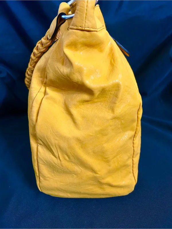 Bueno Women’s Mustard Yellow Braided Handle Women's Shoulder Bag Purse - Image 3