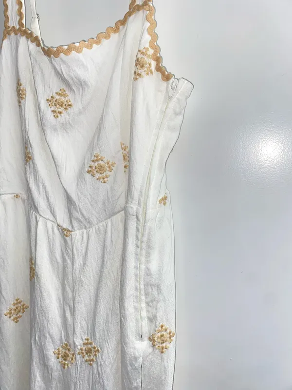 Lulus Arwen Embroidered Wide-Leg Jumpsuit in Ivory Size M - Image 12