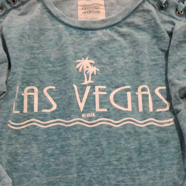 Bin 1 Women Tie Detail Las Vegas Sweatshirt/Shirt Pastel Green Size Small/Medium - Image 3
