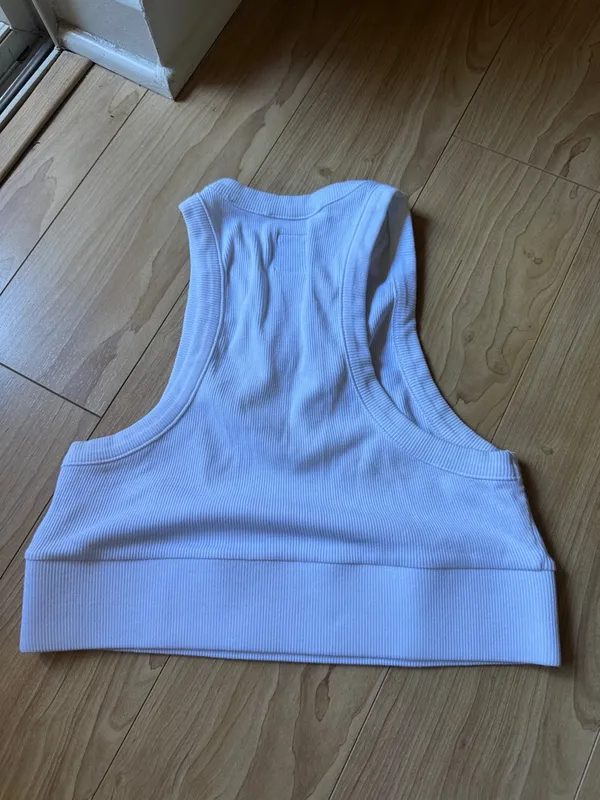 NSF White Ribbed High-Neck Crop Tank - Image 3