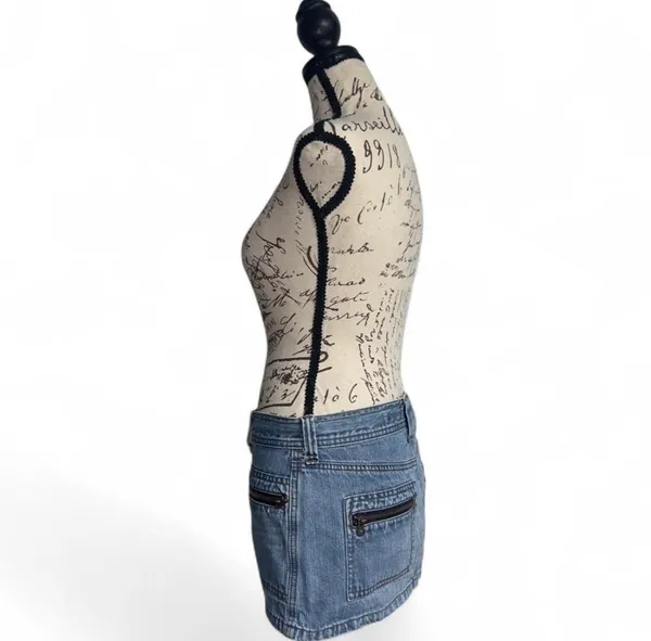 Y2K Abercrombie & Fitch Low Rise Denim Mini Skirt Zip Pockets 2000s Skirt Size 0 - Image 3