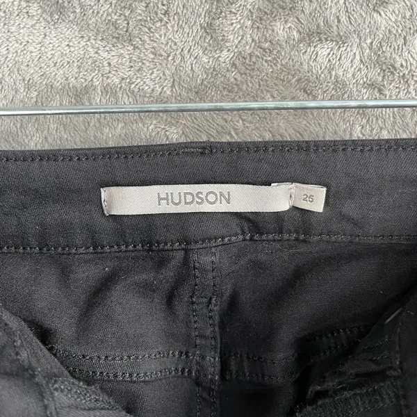 Hudson Nico Coated Black Beauty Straight Jeans Women's 25 Mid Rise Ankle Slit - Image 3