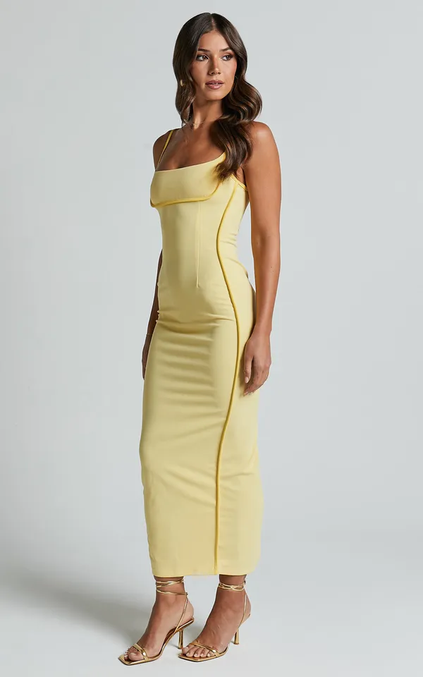 New Showpo ABEGAILLE Midi Dress Bodycon Dress In Lemon - Image 5