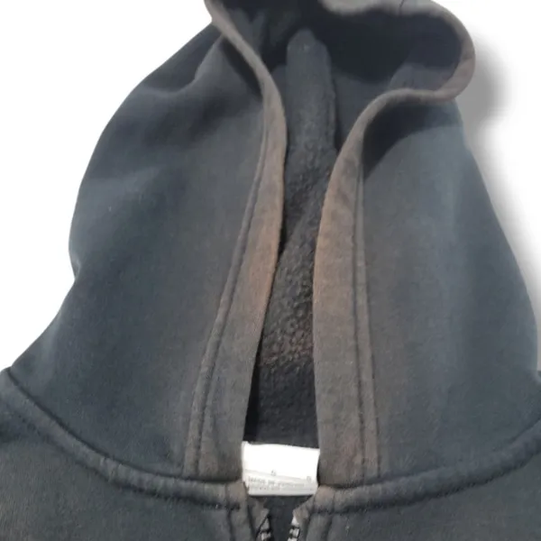 Nike Sweatshirt Size Large Full Zip Up Hooded Sweatshirt Embroidered Logo Faded Fading Black - Image 5