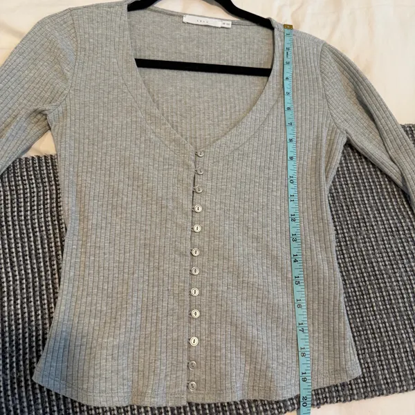 Lush Clothing Button Up Ribbed Long Sleeve Top in Grey - Image 10