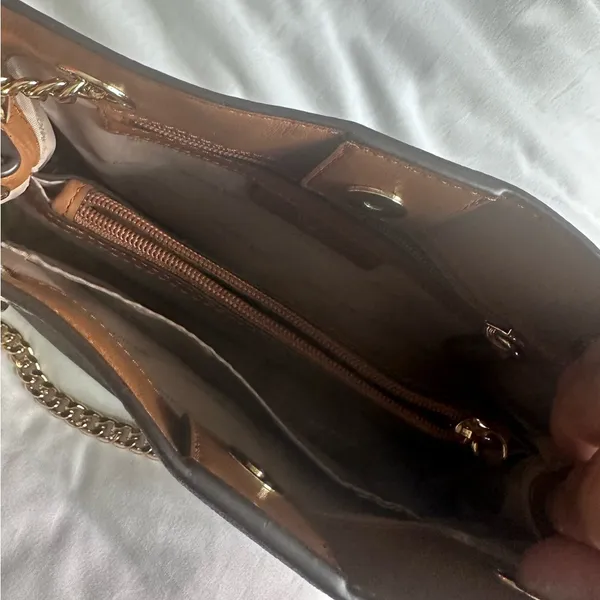 Michael Kors mini Dark Brown Shoulder Bag with Gold Chain - Image 11