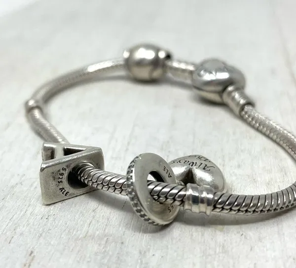 Pandora 3 charm sterling silver bracelet - Image 4