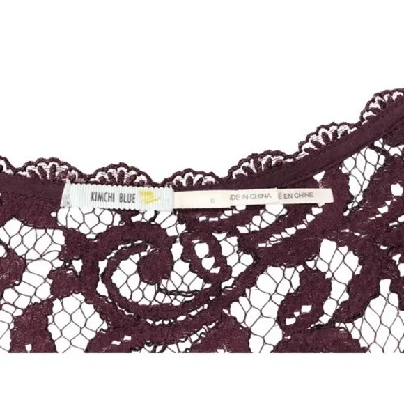 Kimchi Blue Maroon Red Lace Long‎ Sleeve Fit And Flare Empire Waist Dress Size 0 - Image 7