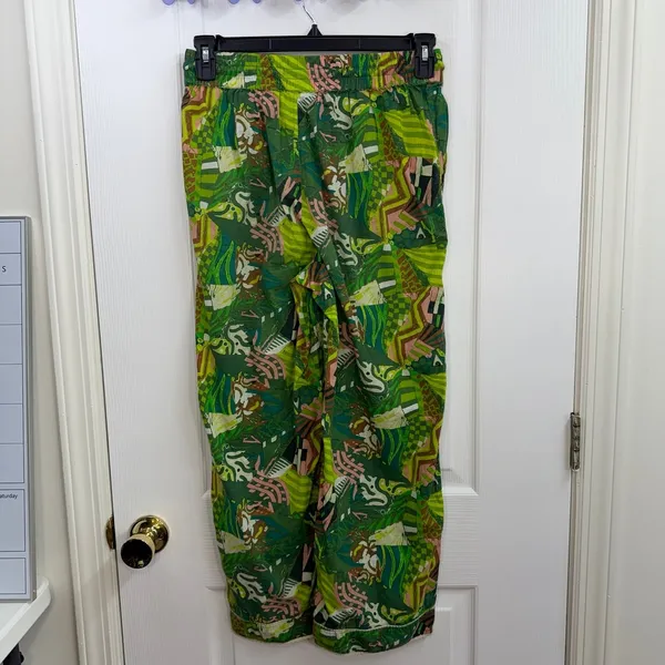 Haute Hippie green‎ geometric pull on flowy straight pocket lightweight pants S - Image 5