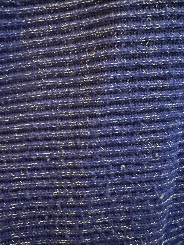 Royal blue metallic Ribbed Pocket pullover oversized knit Sweater size small - Image 3