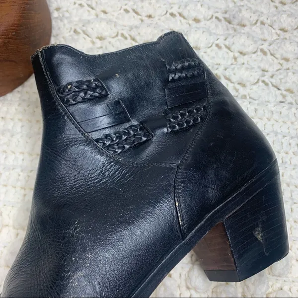 THE WILD PAIR VINTAGE Women's Western Cowgirl Leather Heeled Boots Black 9.5 W - Image 9