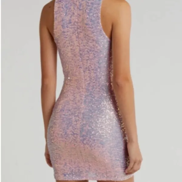 NWT Abound Pink Iridescent Sequin Bodycon Mini Dress Small Party Cocktail - Image 2