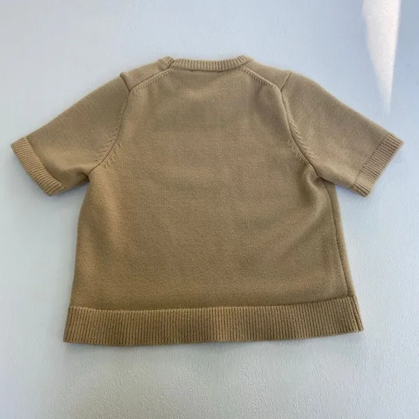 Zara Tan Short Sleeve Knit Sweater Top Women’s Medium - Image 2