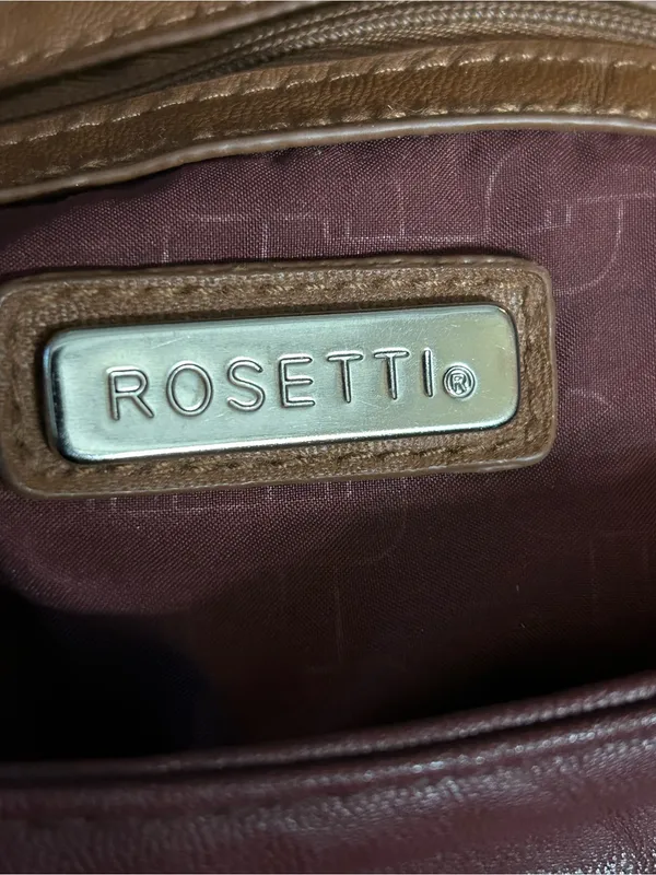Rosetti Women’s Soft Leather Burgundy & Tan Multi-Pocket Hobo Satchel Bag Purse - Image 11
