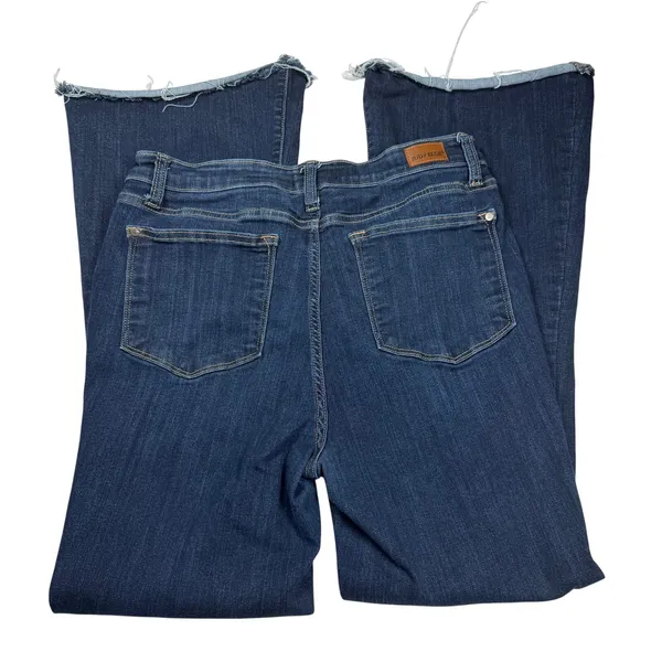 Judy Blue Flare Jeans Women's 11/30 30x30 Dark Wash Raw Hem Stretch EUC - Image 2