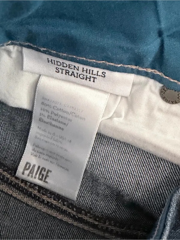 Paige Hidden Hills Straight Leg Jeans Size 28 Dark Wash Double Button - Image 5