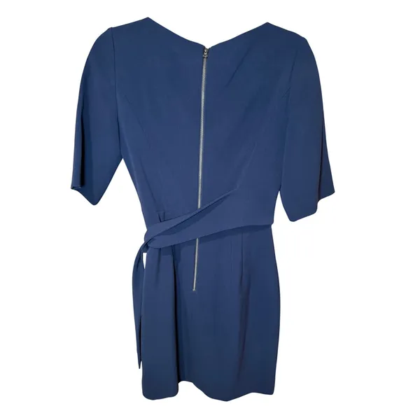 Alice +‎ Olivia Virgil Boatneck Mini Dress Tie Waist Short Sleeve Blue Size 4 - Image 5