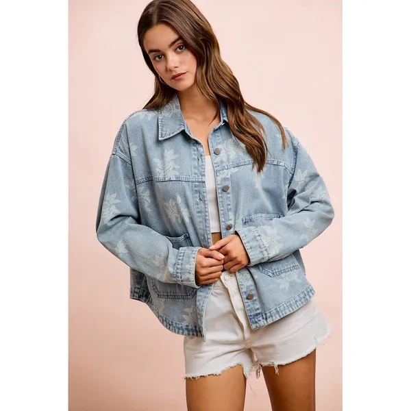 BiBi‎ Printed Washed Denim Jacket With Pocket - Image 10
