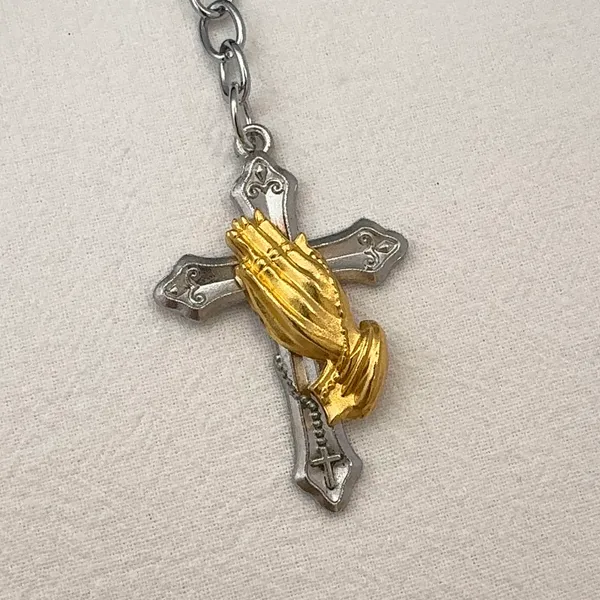 Cross Praying Hands Keychain Charm for Men Women Car Keychain Bag Charm - Image 2