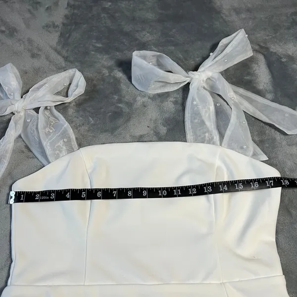 NEW Lulus Beaming Perfection White Pearl Organza Tie-Strap Mini Dress Size XL - Image 11