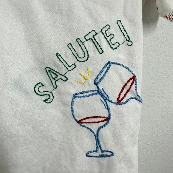 Jane‎ and Delancey White Embroidered Fruit Wine Sun Button Up Shirt Beachy Vacay - Image 9