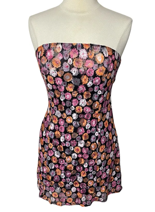 NWOT MISCREANTS Cupid Mini Dress in Orange Pink Lace - Image 3