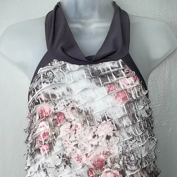 Studio Y Size Large Tiered Ruffle Halter Top Blouson Y2K Fairy Grunge Romantic - Image 4