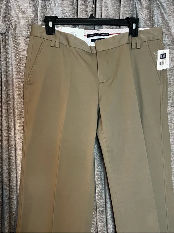 NWT Gap Khaki GapStretch Straight Dress Pants Classic Flat Front Trousers Size 8 - Image 5