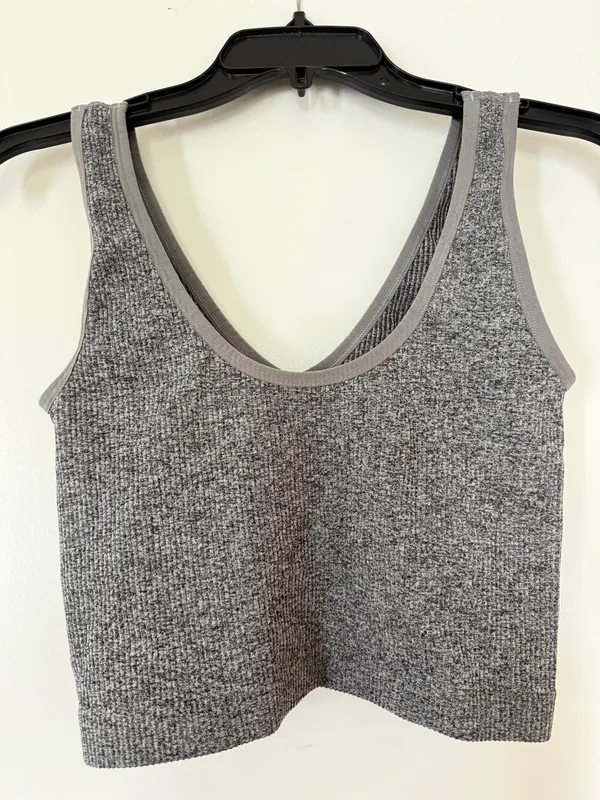 Colsie Gray Ribbed Tank Top Size M - Image 2