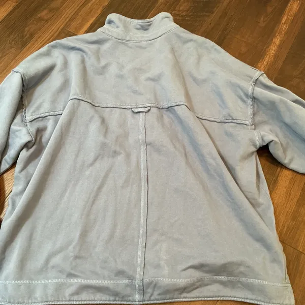 Pilcro Anthropologie Cotton Micro Fleece Button Utility Jacket Blue Large L New - Image 8