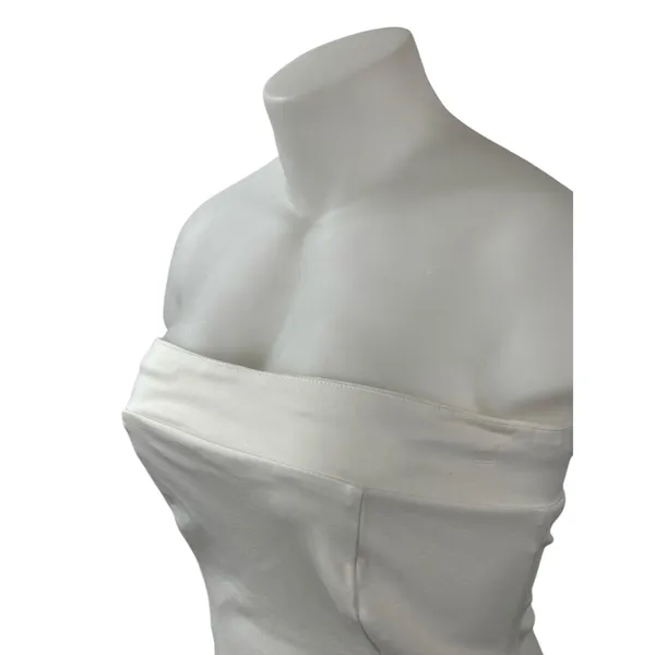 RNWY Women's White Strapless Tube Bandeau Fitted Bustier Mini Bodycon Dress Sz L - Image 2