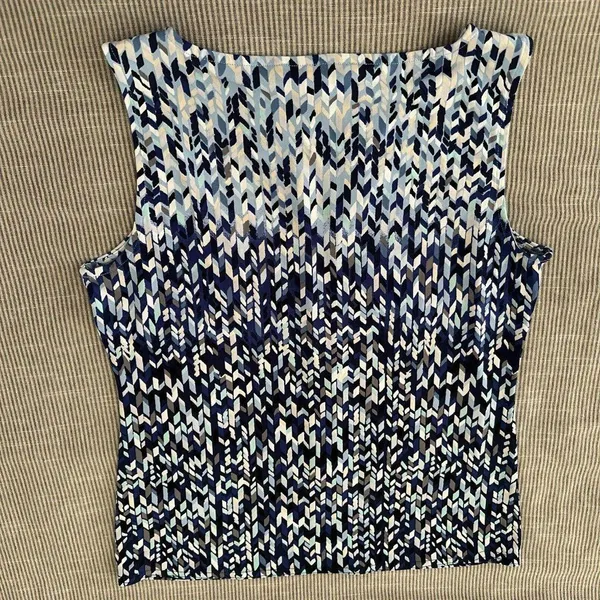 White House Black Market Blue Size S Geometric Tank Top Sleeveless Shirt WHBM - Image 10