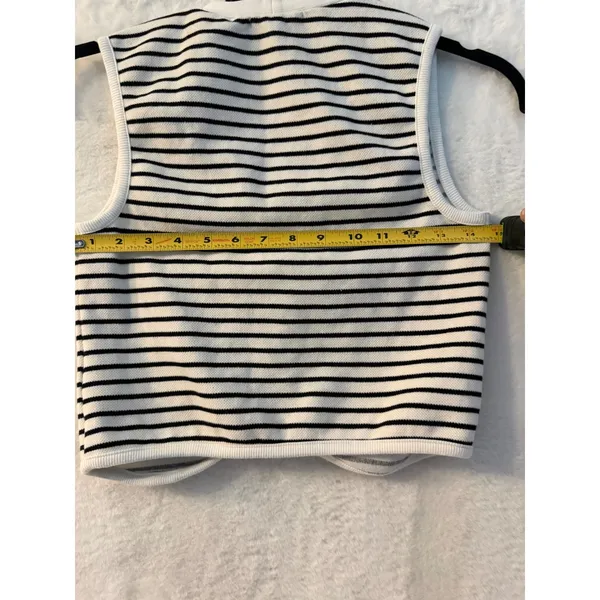 Atelier by Kirious Striped Knit Sweater Vest Black‎ White Button Front Small - Image 6