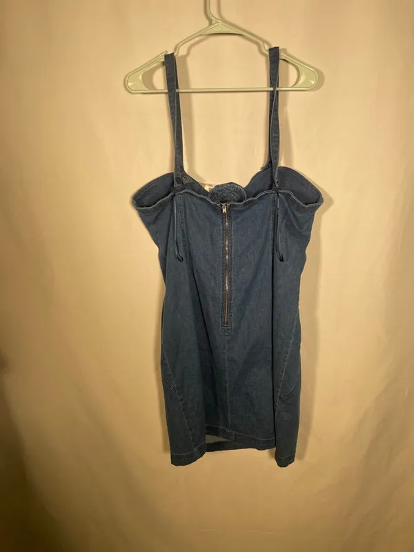 Anthropologie Porridge Womens Denim Mini Dress Rosette Xl New With Tags - Image 6