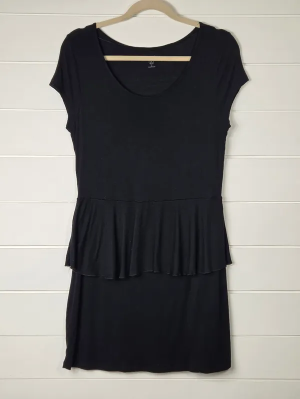 Kensie Black Short Sleeve Peplum Mini Dress Size L - Image 2