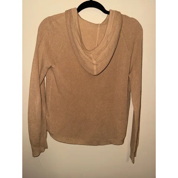 Lauren Ralph Lauren Womens Tan Waffle Knit Hooded Pullover Sweater Size M Preppy - Image 5