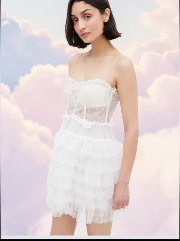For Love & Lemons White Lace Tiered Dress NWT - Image 8