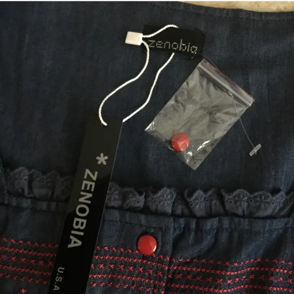 Boho Chic Chambray Denim Peasant Top NWT Blue Size XL - Image 5