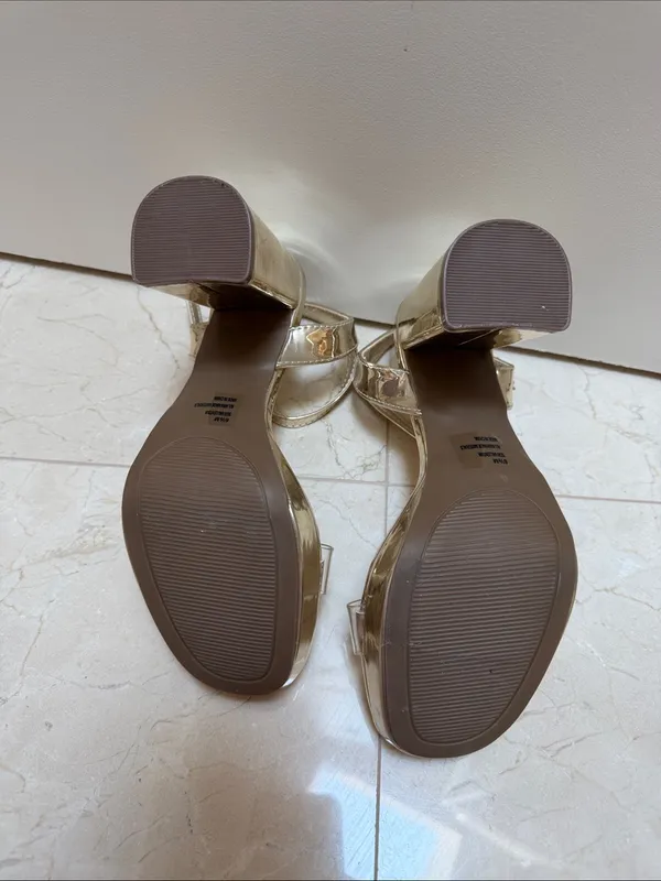 Sugar Gold Metallic Block Heel Sandals Size 6.5 - Image 2
