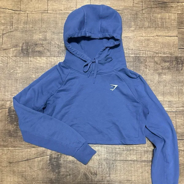 Gymshark Training Cropped Hoodie Royal Coastal Blue Small - Image 2