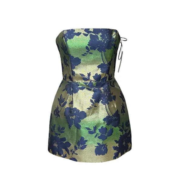 Katie May Valerie Metallic Floral Strapless Mini Dress Womens S Emerald Garden - Image 2