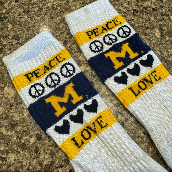 Peace Love UofM crew socks - Image 5