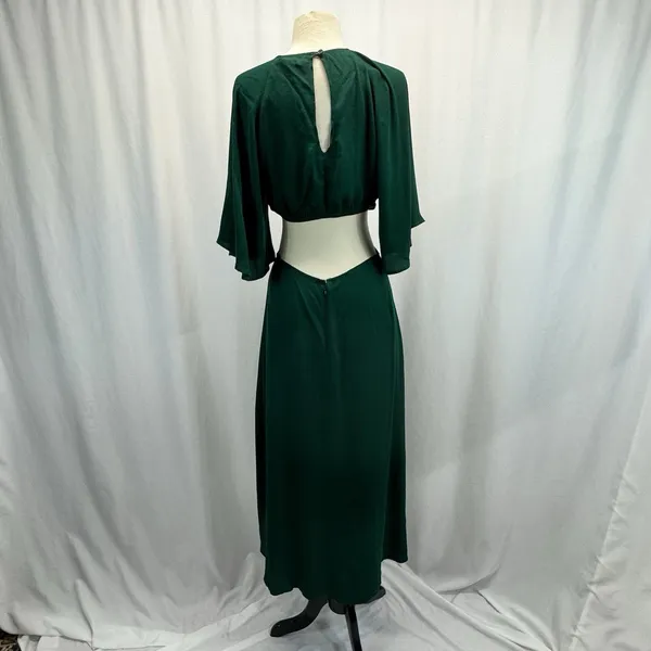 Reformation Benny Dress 4 Green Cut Out Flutter Sleeve Maxi Cali-Cool Bobo Chic - Image 7