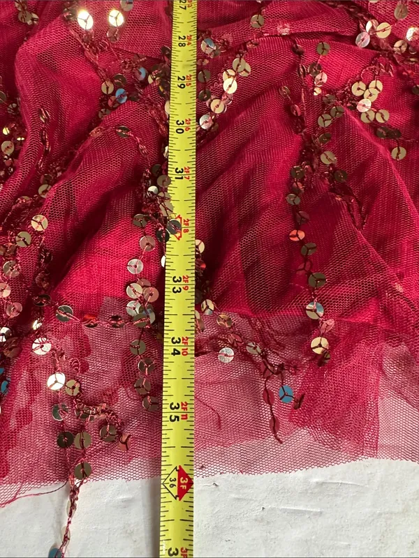 Southern fried chics deep red Sequined V-Neck and back sequin fringe L dress - Image 11