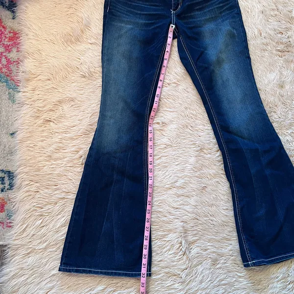 Seven7 Dark Blue Flare Jeans Size 6 - Image 5