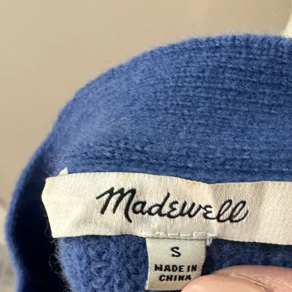 Madewell Blue‎ Ribbed Henley Sweater Size Small - Image 4