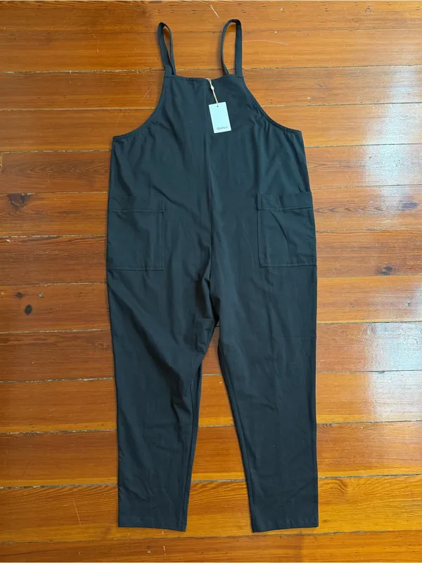 NWT Quince Organic Cotton Maternity Overalls Adjustable Straps Sz M 🧡🍄 - Image 3