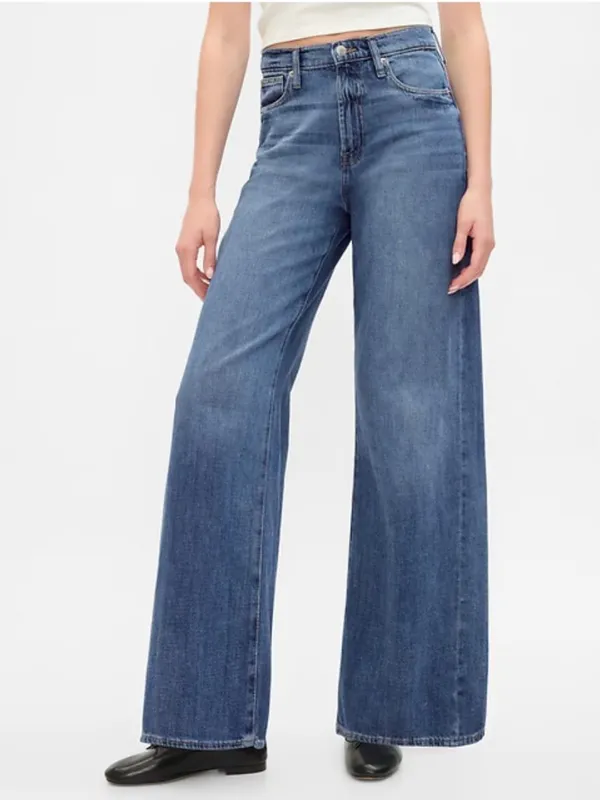 NWT GAP High Rise Wide Leg Jean Relaxed Comfort 100%‎ Cotton 12/31R - Image 2