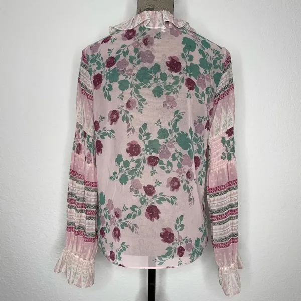 REVOLVE Misa Los Angeles Revolve Pink Green Floral Bohemian Blouse XS - Image 7